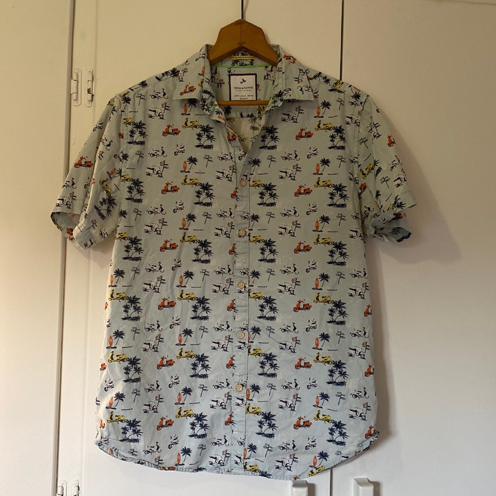 Mens Denim and Flower slim fit shirt